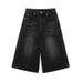 Women's Clothing Black Denim Capri Pants - Vintage Mid-Rise Wide Leg Shorts (S-XXXL)_mkmklike.com