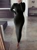 Women's clothing solid color cable knitted slim sweater Abaya robe women's clothing MSL26_mkmklike.com