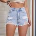 Women's Clothing INS Fashion Ripped Denim Shorts_mkmklike.com