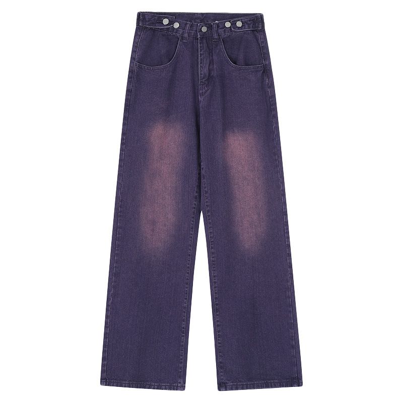 Women's Clothing High Street Loose Straight Pink Washed Jeans Spring And Summer High Waist Drape Mopping Wide Leg Trousers_mkmklike.com