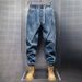 Men's Clothing Japanese Retro Casual Fashion Brand Men's Jeans Spring Youth Loose Denim Trousers Solid Color Cuff Men's Pants_mkmklike.com