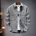 Men's Clothing New Casual Men's Jackets For Spring 2025, Trendy And Handsome Lapel Versatile Slightly Loose Men's Denim Shirts_mkmklike.com