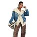 Women's Clothing Large Lapel Denim Jacket Knitted Patchwork Color Block Indigo Blue Workwear Streetwear Spring/Autumn Metal Buttons_mkmklike.com