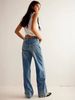 High-Stretch Flared Jeans – Rhinestone-Embellished Peacock Blue Denim (S-2XL, Ultra-Low Rise & Glamorous Fit)_mkmklike.com