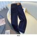 Dark Blue Soft Denim Wide-leg Pants For Women, Spring/autumn 2025 Model, High-waisted, Slimming, Versatile, Loose,_mkmklike.com