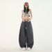New Women's Dark Gray American Retro Pleated Loose Wide-leg Casual Trousers For Autumn_mkmklike.com