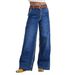 Women's Retro Wide Leg Jeans High Waisted Casual Washed Straight Leg Pants European American Style Spring Autumn Summer Cotton_mkmklike.com