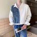 Men's Clothing Spring And Autumn New Long Sleeve Shirt Casual Loose Small Design Contrast Color Splicing Denim Shirt_mkmklike.com