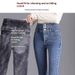 Women's Fleece-lined High-waisted Jeans, 2024 Autumn And Winter New Style, Stretchy Pencil Slim-fit Skinny Cropped Pants_mkmklike.com