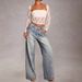 Women's High-Waisted Rhinestone Denim Trousers European American Style Wide Leg Jeans Wholesale Foreign Trade Hot Selling Item_mkmklike.com