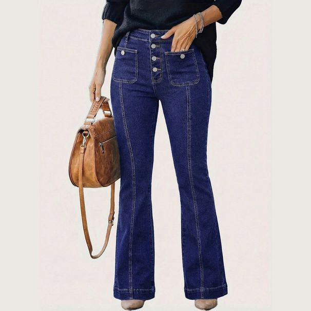 Women's Mid-Waist Stretchy Slimming Jeans 2026 Spring Style European American Cross Border Slightly Flared Casual Denim Pants_mkmklike.com