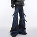 Men's Clothing Retro Multi Pocket Overalls Men's Vibe Design Loose Straight Jeans Wide Leg Mopping Trousers Trendy_mkmklike.com