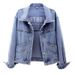 K Embroidered Denim Jacket For Women; New Style; Light-colored Denim Short Jacket For Women; Loose And Slimming; Versatile_mkmklike.com