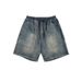 Men's American Classic Washed Jeans Multi Pocket Drawstring Summer Trendy Loose Straight Leg Five Point Fashion Pants_mkmklike.com