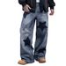 Retro Wide-Leg Jeans For Men - Hip-Hop Streetwear Denim Pants With Patchwork Design (Unisex Oversized Vintage Trousers)_mkmklike.com