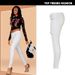Women's Clothing White Leather Denim Pants With Stitching And Multi Zipper Motorcycle Style_mkmklike.com