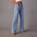 Women's High Waist Flared Denim Jeans - Vintage Washed Cotton Stretch Comfortable Casual Pants For Daily Wear_mkmklike.com