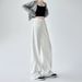 Women's Clothing White Wide Leg Jeans High Waist Flowy Straight Leg Pants For Fall Comfort & Style With Solid Color_mkmklike.com