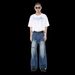 Unisex High-Waisted Raw Hem Jeans – Distressed Straight Leg Denim Pants With Irregular Fraying, Vintage Inspired (Blue)_mkmklike.com