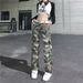 Men's & Women's Distressed Camo Jeans - High Waist Straight Leg Pants With Washed Effect, Unisex Streetwear Fashion_mkmklike.com