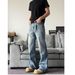 Men's Clothing Retro Flared Handsome Light Blue Jeans Men's Trendy Brand Drape Trousers Trend_mkmklike.com