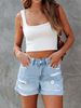 Women's Clothing New Shorts Ripped Jeans Cuffed Denim Shorts_mkmklike.com