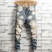 Vintage Washed Denim Jeans For Men - American High Street Slim Straight Fit With Distressed Details & Classic Five-Pocket Design_mkmklike.com