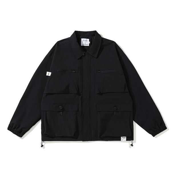 Nanxia Disguise 2023 Spring Solid Color Three-Dimensional Multi-Pocket Lapel Jacket Japanese Retro Loose Workwear Coat_mkmklike.com