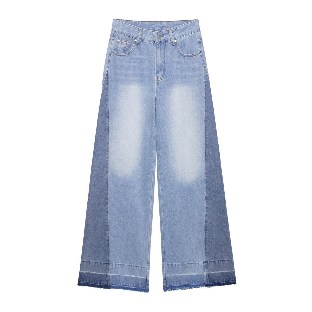 BSK&TRAF Women's Clothing 2025 Autumn New European And American Fashion Patchwork High-Waisted Wide-Leg Jeans 6164075_mkmklike.com