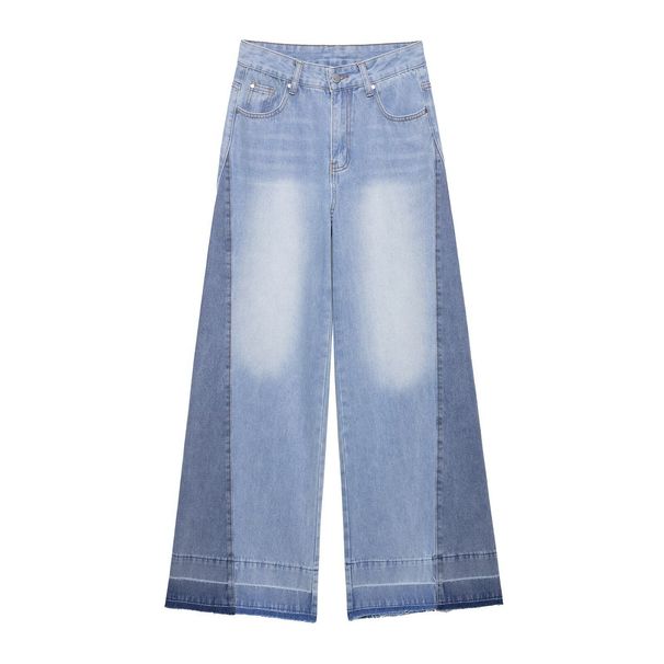 BSK&TRAF Women's Clothing 2025 Autumn New European And American Fashion Patchwork High-Waisted Wide-Leg Jeans 6164075_mkmklike.com