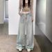 American-style Design Loose Wide-leg Jeans For Women, New Autumn Collection, High-waisted, Slimming, Versatile, Drapey,_mkmklike.com