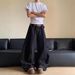 Men's Vintage Baggy Jeans - 90s Hip Hop Wide Leg Bell Bottom Denim Pants (S-XXXL, Black, Washed Cotton)_mkmklike.com