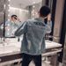 Loom Men's Denim Korean Style Spring Autumn Loose Fit Handsome Casual Jacket Embroidery Trendy Brand European American_mkmklike.com