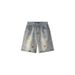 American Washed Embroidered Bear Denim Shorts Women's Tide Brand Summer Couple Loose Straight Casual Wide-leg Five-point Pants_mkmklike.com