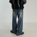 Men's Korean Style Loose Fit Straight Leg Jeans Trendy High Street Pants Versatile Retro Wide Leg Trousers For Spring_mkmklike.com