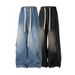 Drawstring Jeans Men's Spring And Autumn American College Style Niche Design Pleated Loose Straight Wide-leg Trousers_mkmklike.com