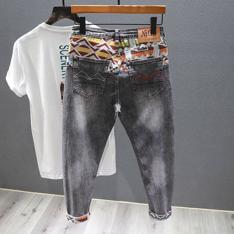Men's Loose Straight Leg Jeans Casual Trendy Harem Cropped Pants For Spring Autumn New_mkmklike.com
