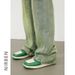 Nirben Men's Vintage American Casual Jeans, Retro Loose Flare Fit With Stitch Splicing, Fashion Versatile Denim Pants_mkmklike.com