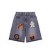 American Street Old Creative French Fries Hot Dog Towel Embroidered Denim Shorts Men's And Women's Trendy High Street Straight Five-point Pants_mkmklike.com