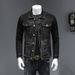 Loom 20/European Style Spring And Autumn Vintage Black Washed Denim Coat Jacket Trendy Plus Size Men_mkmklike.com