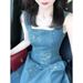 New Chinese Style Embroidered Denim Dress For Women In Summer, With Waist Cinching Slimming Effect, Exuding A Sense Of_mkmklike.com