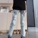 Men's Clothing Hiphop Stacked Street Rock Hip Hop High Street Multi Pocket Fit Casual Heavy Flared Jeans_mkmklike.com