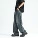 Men's Wide Leg Straight Jeans - Relaxed Fit High Street Denim Pants For Casual & Workwear (Retro Blue, Black, Teal)_mkmklike.com