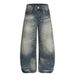 Men's Distressed Streetwear Jeans - Acid Wash Paint Splatter Wide Leg Baggy Pants For Urban Fashion (Blue, S-Xxl)_mkmklike.com
