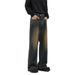 Menswear & Archer0603 & Retro High Street Trendy Brand Vibe American Style Jeans Floor Length Dad Jeans Slightly Flared Loose Pants_mkmklike.com