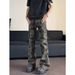 Nordmann Cross-Border Manufacturer Wholesale Retro Multi-Pocket Camouflage Cargo Jeans Men's Stretch Slim Straight Flared Pants_mkmklike.com
