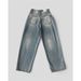 2026 Spring New Arrival Men's Loose Straight Denim Pants, Korean Dongdaemun Vintage Washed Wing Print Design Casual Jeans_mkmklike.com
