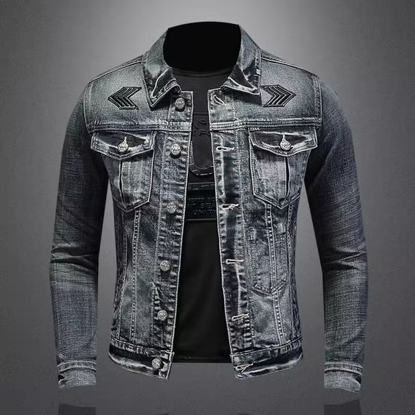 Men's Clothing Retro Slim Fit Denim Jacket For Men, Vintage Streetwear Biker Coat, Workwear Casual Jacket With Side Pockets (M-4XL)_mkmklike.com
