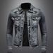 Men's Clothing Retro Slim Fit Denim Jacket For Men, Vintage Streetwear Biker Coat, Workwear Casual Jacket With Side Pockets (M-4XL)_mkmklike.com