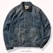 Loom Vintage Distressed Motorcycle Denim Jacket For Men, European And American Style, Washed, Unique Button Stand Collar,_mkmklike.com